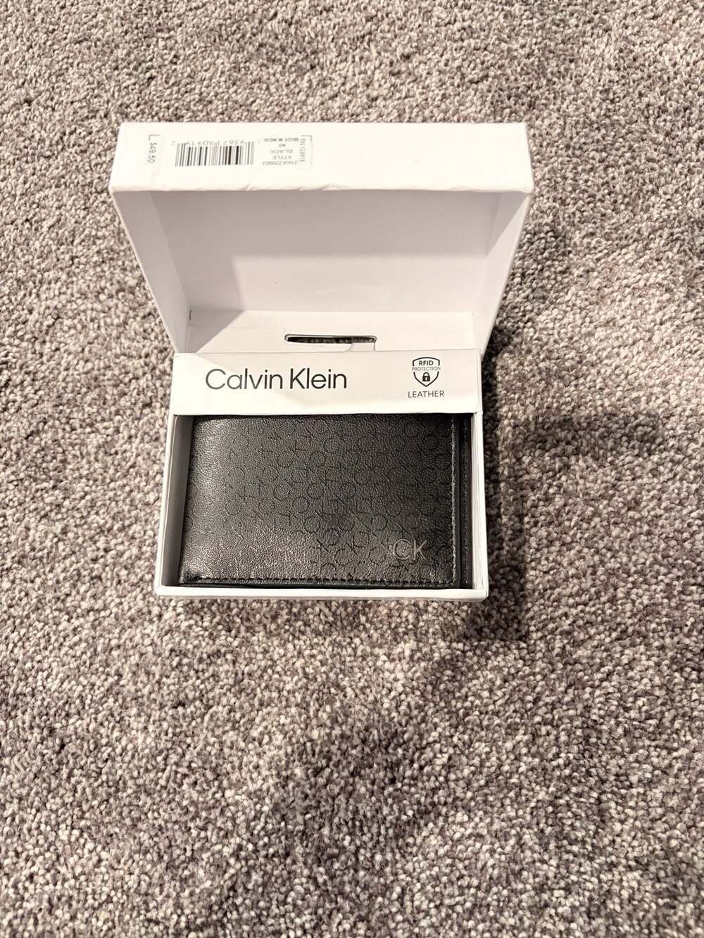 Calvin Klein RFID Protected Leather Bifold Wallet with Monogram Print - Picture 7 of 11